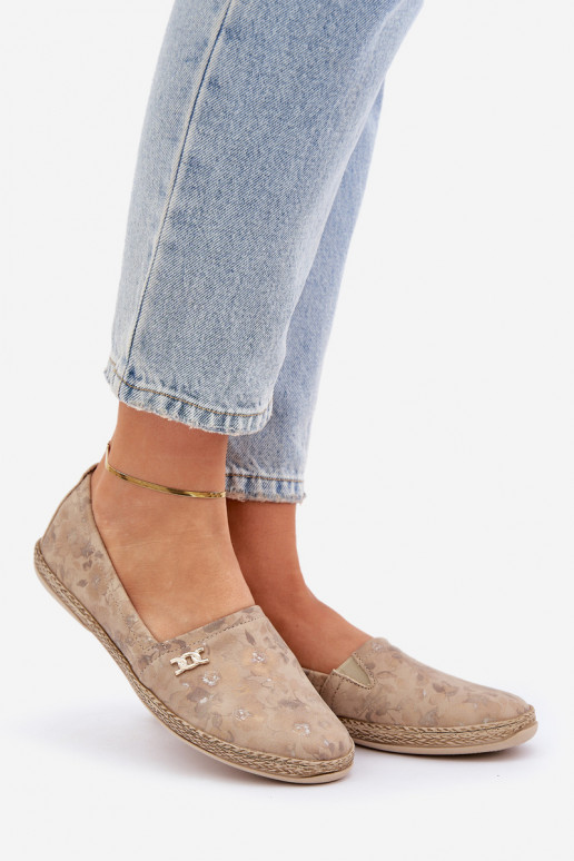 Estilo elegante Alpargatas de ante con flores Femenino Zazoo 10177 beige Estilo elegante Alpargatas de ante con flores Femenino Zazoo 10177 beige