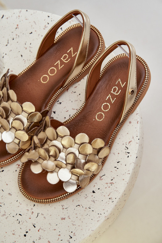 Sandalias de mujer con tacones anchos Zazoo 40425 color dorado Sandalias de mujer con tacones anchos Zazoo 40425 color dorado