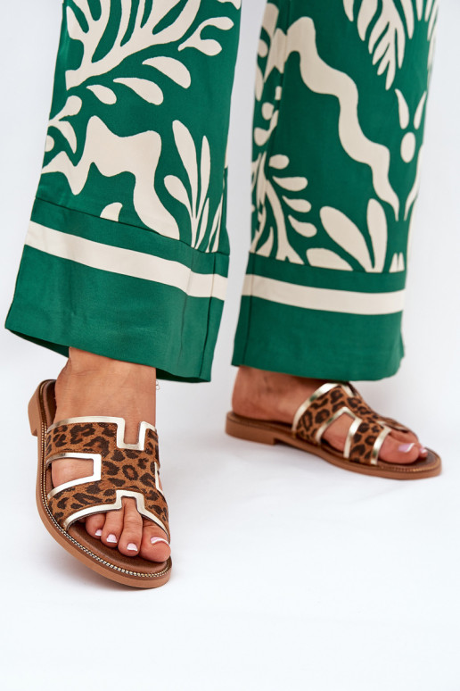 Piel isósceles Zapatillas con estampados de piel de leopardo Zazoo 40383 color marrón Piel isósceles Zapatillas con estampados de piel de leopardo Zazoo 40383 color marrón