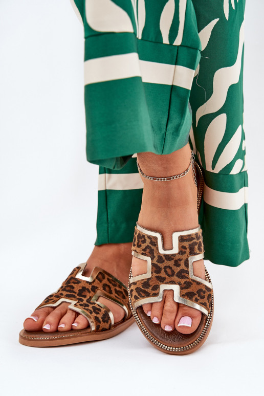 Piel isósceles Zapatillas con estampados de piel de leopardo Zazoo 40383 color marrón Piel isósceles Zapatillas con estampados de piel de leopardo Zazoo 40383 color marrón