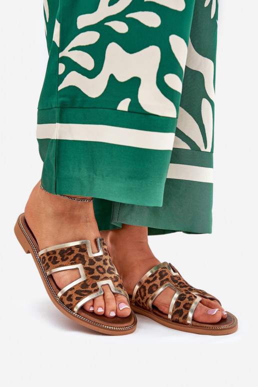 Piel isósceles Zapatillas con estampados de piel de leopardo Zazoo 40383 color marrón Piel isósceles Zapatillas con estampados de piel de leopardo Zazoo 40383 color marrón