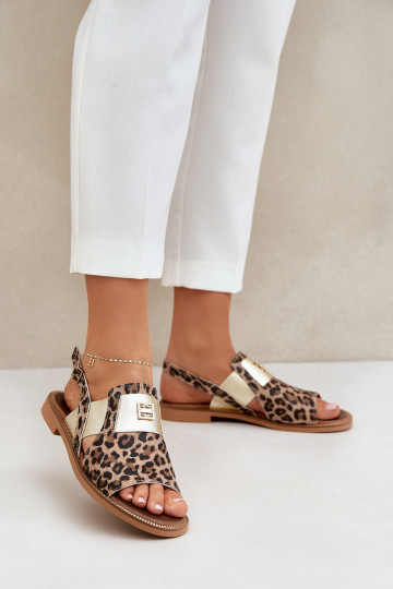 Zazoo 40385 Femenino Sandalias de mujer con estampados de piel de leopardo color marrón