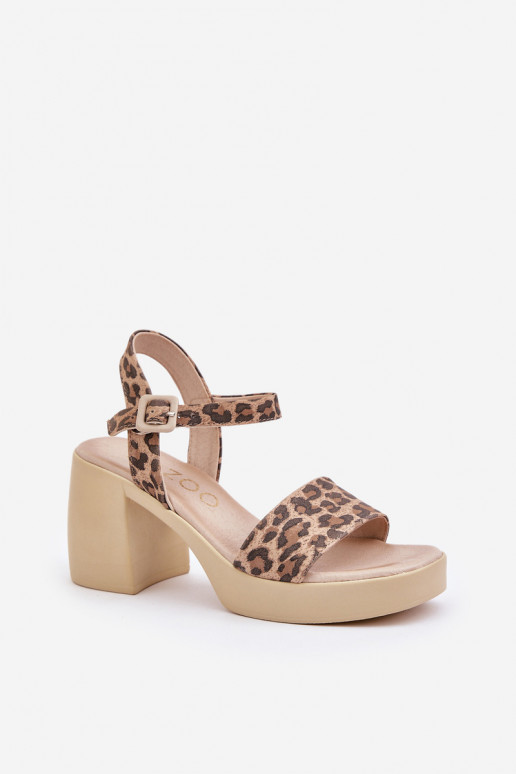 Zazoo 40386 Femenino Sandalias de mujer reloj con estampados de piel de leopardo marrón-beige Zazoo 40386 Femenino Sandalias de mujer reloj con estampados de piel de leopardo marrón-beige