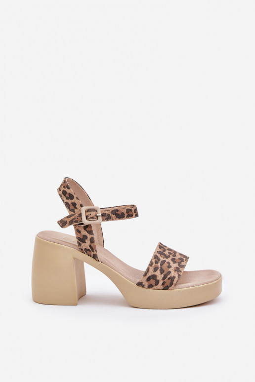 Zazoo 40386 Femenino Sandalias de mujer reloj con estampados de piel de leopardo marrón-beige Zazoo 40386 Femenino Sandalias de mujer reloj con estampados de piel de leopardo marrón-beige