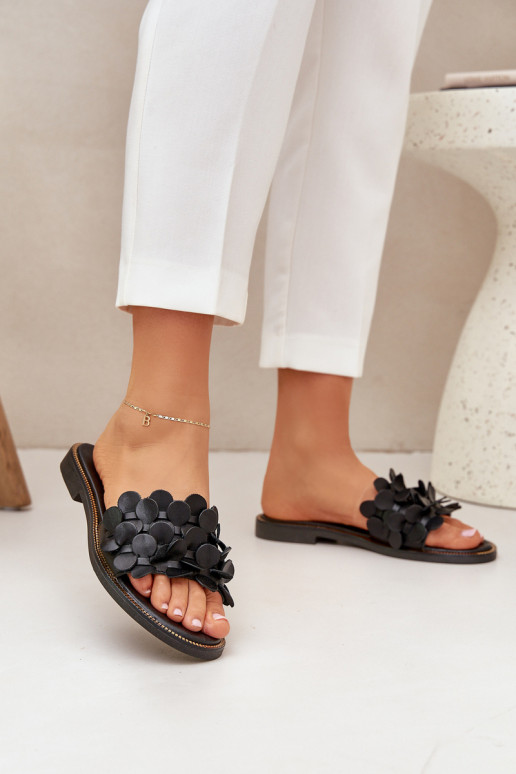 Zazoo 40381 Femenino Zapatillas de cuero con tacones anchos de color negro Zazoo 40381 Femenino Zapatillas de cuero con tacones anchos de color negro