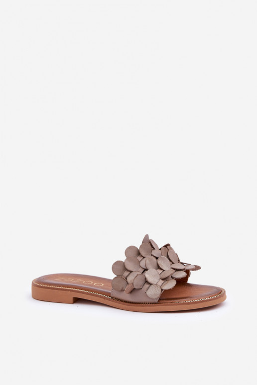 Zazoo 40381 Femenino Zapatillas de cuero con tacones anchos color arcilla Zazoo 40381 Femenino Zapatillas de cuero con tacones anchos color arcilla