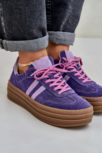 Zapatos deportivos de ante con plataforma Zazoo N1068S4 color violeta oscuro