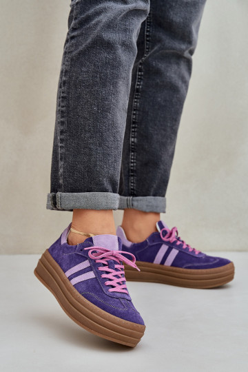 Zapatos deportivos de ante con plataforma Zazoo N1068S4 color violeta oscuro 2