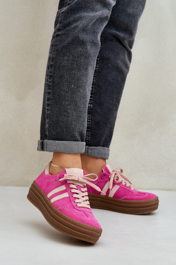 Zapatos deportivos de ante con plataforma Zazoo N1068S4 color rosa