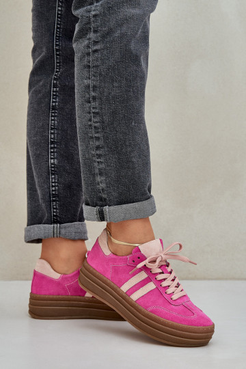 Zapatos deportivos de ante con plataforma Zazoo N1068S4 color rosa 2
