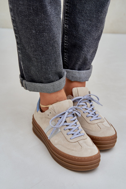 Zazoo N1068S4 Zapatos deportivos de gamuza modelo con una plataforma beige Zazoo N1068S4 Zapatos deportivos de gamuza modelo con una plataforma beige