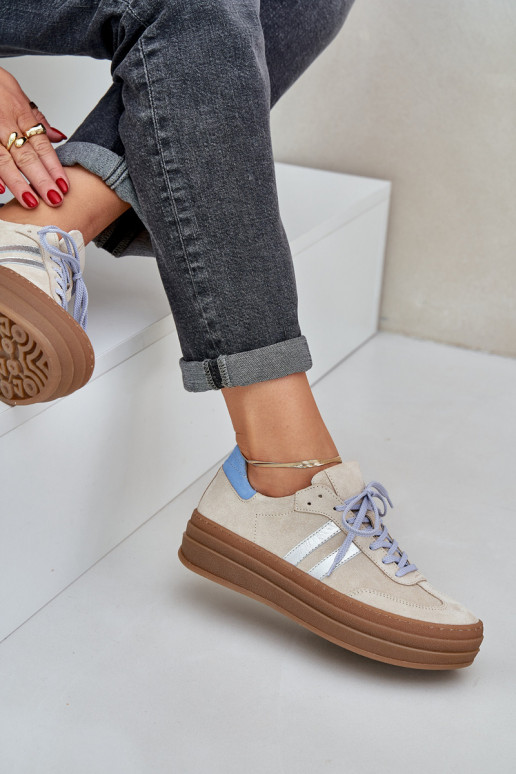 Zazoo N1068S4 Zapatos deportivos de gamuza modelo con una plataforma beige Zazoo N1068S4 Zapatos deportivos de gamuza modelo con una plataforma beige