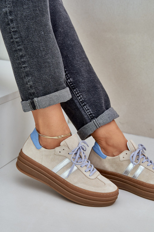 Zazoo N1068S4 Zapatos deportivos de gamuza modelo con una plataforma beige Zazoo N1068S4 Zapatos deportivos de gamuza modelo con una plataforma beige