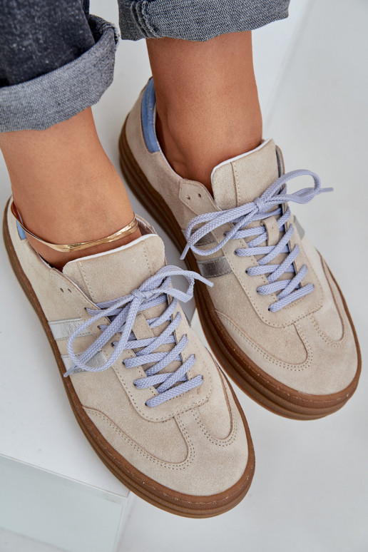 Zazoo N1068S4 Zapatos deportivos de gamuza modelo con una plataforma beige Zazoo N1068S4 Zapatos deportivos de gamuza modelo con una plataforma beige