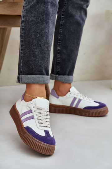 Zapatos deportivos de piel bajos para mujer con plataforma Zazoo N1068S6 color blanco 2