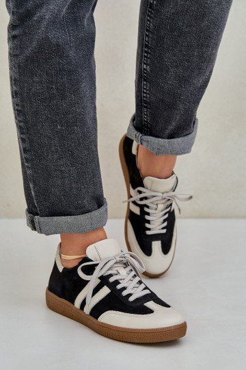 Zapatos deportivos de piel bajos para mujer Zazoo N1068 color negro 2