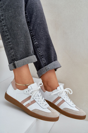 Zazoo N1068 Piel Bajo Zapatillas modelo zapatos. Femenino beige