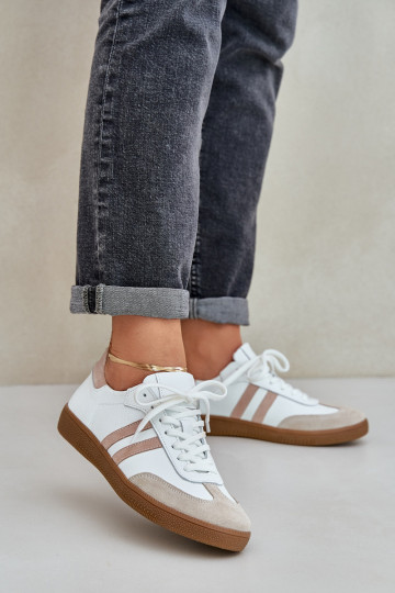 Zapatos deportivos de piel bajos para mujer Zazoo N1068 color arena 2