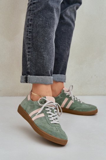 Zapatos deportivos de ante bajos para mujer Zazoo N1068 color verde