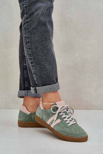 Zapatos deportivos de ante bajos para mujer Zazoo N1068 color verde 2