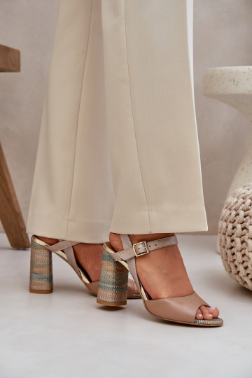 Piel Estilo elegante sandalias con tacones Laura Messi 2136 beige 2