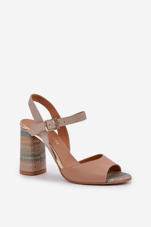 Piel Estilo elegante sandalias con tacones Laura Messi 2136 beige Piel Estilo elegante sandalias con tacones Laura Messi 2136 beige