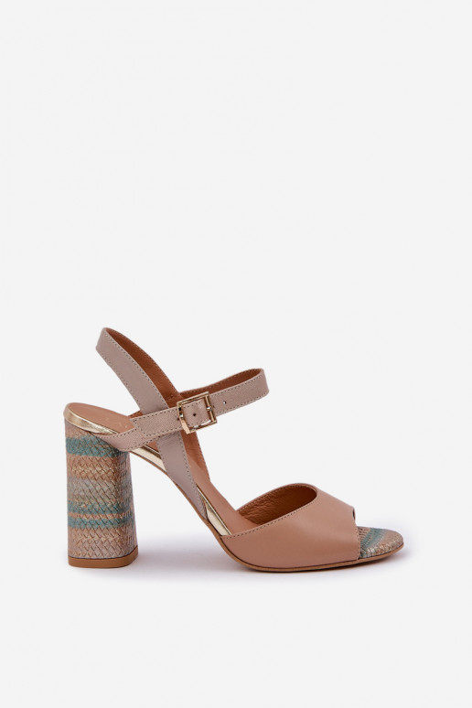 Piel Estilo elegante sandalias con tacones Laura Messi 2136 beige Piel Estilo elegante sandalias con tacones Laura Messi 2136 beige