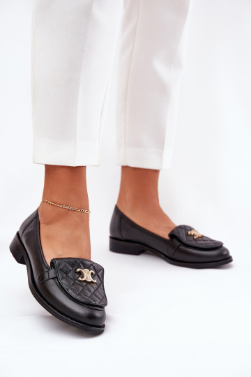 Mocasines de cuero con detalles dorados Laura Messi 2927 color negro