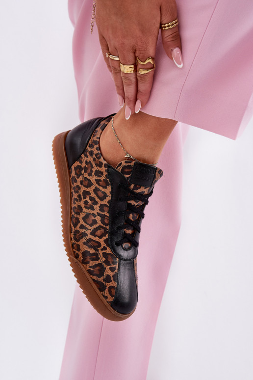 Piel zapatillas Femenino con estampados de piel de leopardo Laura Messi 2935 color marrón Piel zapatillas Femenino con estampados de piel de leopardo Laura Messi 2935 color marrón