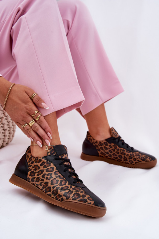 Piel zapatillas Femenino con estampados de piel de leopardo Laura Messi 2935 color marrón Piel zapatillas Femenino con estampados de piel de leopardo Laura Messi 2935 color marrón