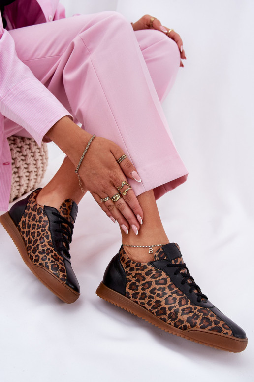 Piel zapatillas Femenino con estampados de piel de leopardo Laura Messi 2935 color marrón Piel zapatillas Femenino con estampados de piel de leopardo Laura Messi 2935 color marrón