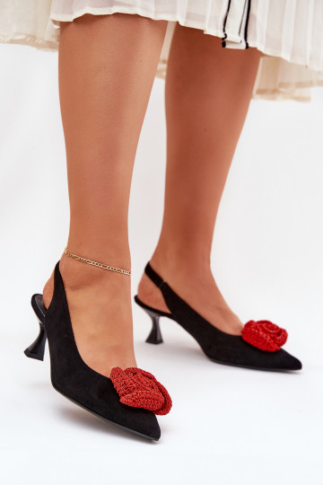 Zapatos elegantes de gamuza con tacones delgados CheBello 4666 color negro