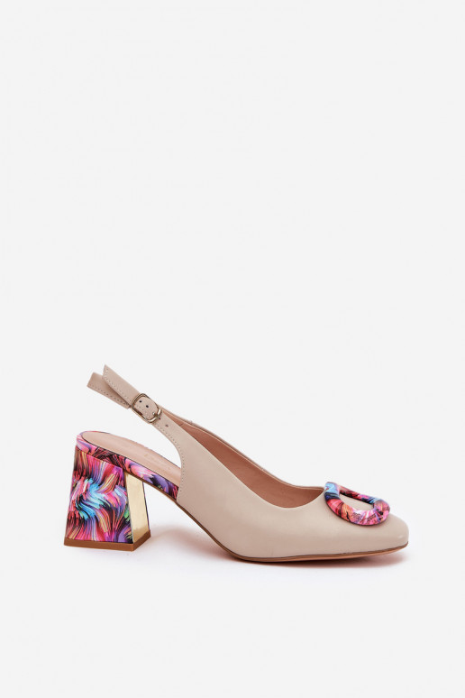 Piel Sandalias de tacón alto para mujer. D&A CR51-002 beige