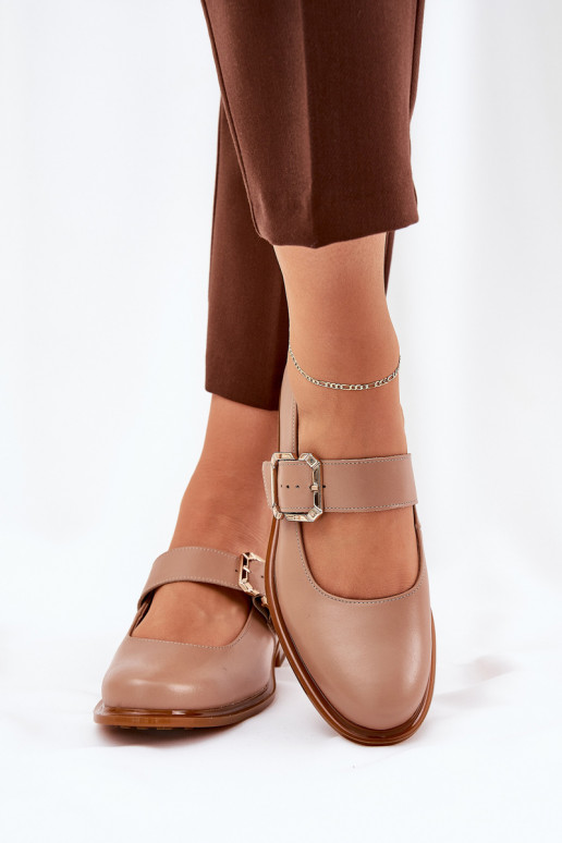 Piel zapatos Femenino con hebillas Laura Messi 2980 beige Piel zapatos Femenino con hebillas Laura Messi 2980 beige