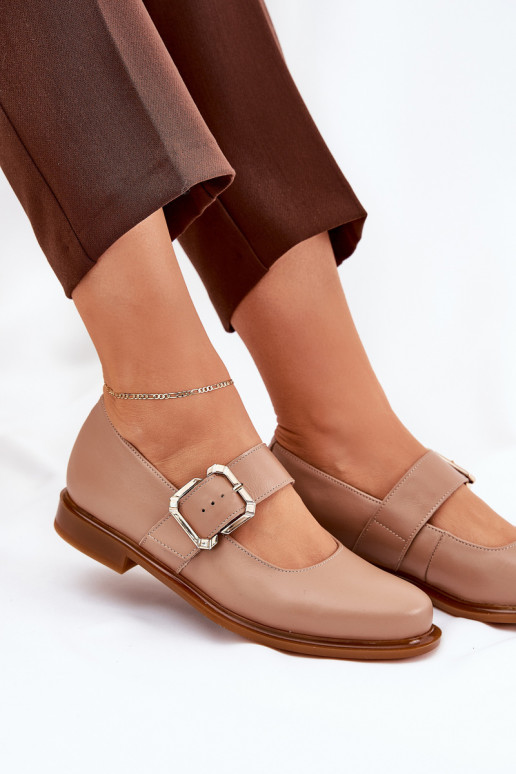 Piel zapatos Femenino con hebillas Laura Messi 2980 beige Piel zapatos Femenino con hebillas Laura Messi 2980 beige