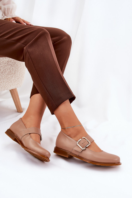 Piel zapatos Femenino con hebillas Laura Messi 2980 beige Piel zapatos Femenino con hebillas Laura Messi 2980 beige