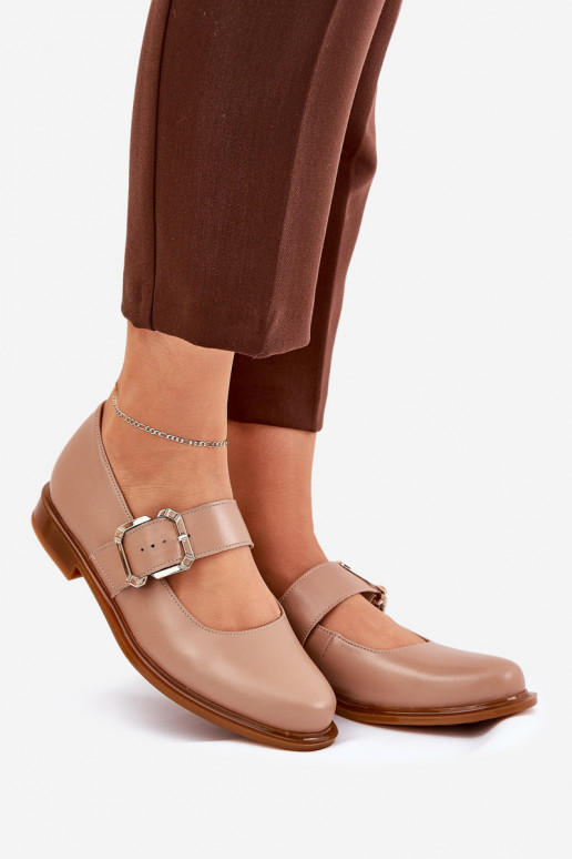 Piel zapatos Femenino con hebillas Laura Messi 2980 beige Piel zapatos Femenino con hebillas Laura Messi 2980 beige