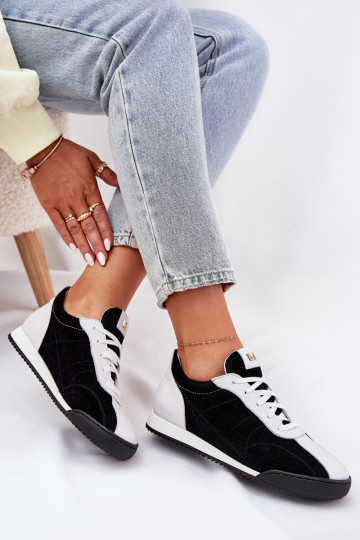 Zapatillas deportivas de cuero para mujer Laura Messi 2935 color negro