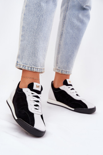 Zapatillas deportivas de cuero para mujer Laura Messi 2935 color negro 2