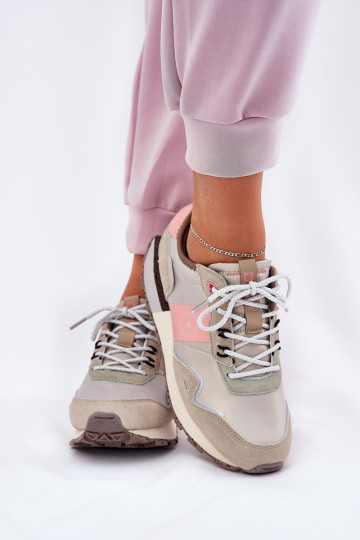 de gamuza Zapatillas modelo zapatos. Femenino Big Star RR274243 HI-POLY SYSTEM gris-color rosa 2