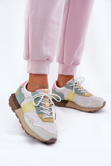 Zapatillas deportivas de ante para mujer Big Star RR274244 HI-POLY SYSTEM color gris amarillo 2