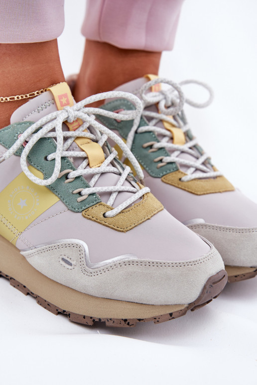 de gamuza Zapatillas modelo zapatos. Femenino Big Star RR274244 HI-POLY SYSTEM gris-color amarillo de gamuza Zapatillas modelo zapatos. Femenino Big Star RR274244 HI-POLY SYSTEM gris-color amarillo