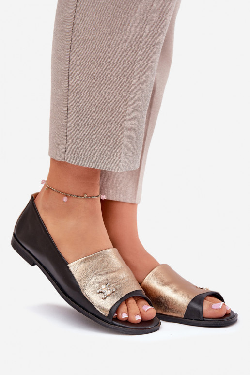 Piel Estilo elegante bailarinasOdkrytymi Palcami Zazoo 1865 oro-de color negro Piel Estilo elegante bailarinasOdkrytymi Palcami Zazoo 1865 oro-de color negro