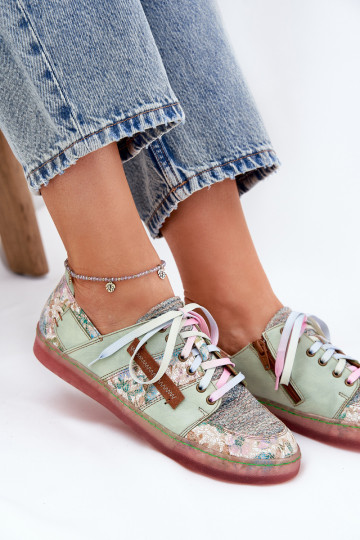 Zapatos de cuero para mujer Tai turiciejka 06791-09 color verde claro