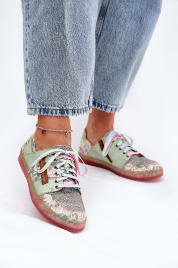 Zapatos de cuero para mujer Tai turiciejka 06791-09 color verde claro 2
