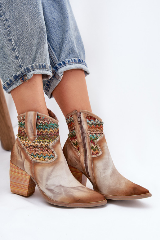 Piel botas estilo vaquero con tacones para decorar Plecionką Tiene queciejka 06810-29 Colores diferentes Piel botas estilo vaquero con tacones para decorar Plecionką Tiene queciejka 06810-29 Colores diferentes