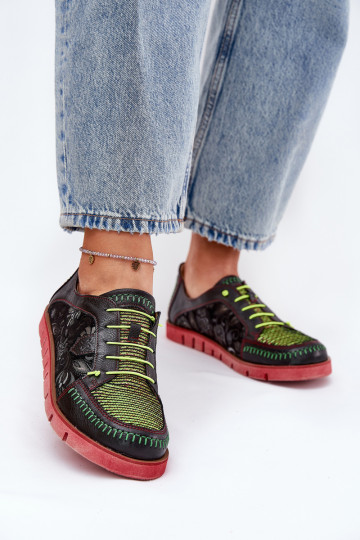 Zapatos de cuero con estampado para mujer Tai turiciejka 06784-20 color negro 2