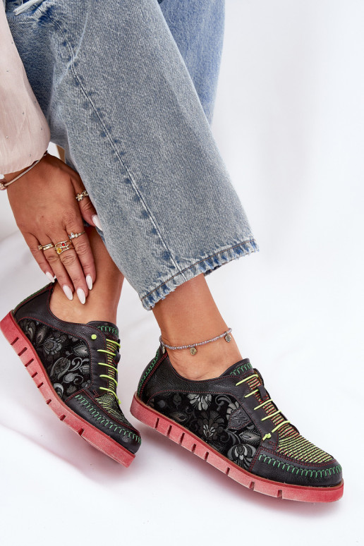 Piel zapatos Femenino Estampado Tiene queciejka 06784-20 de color negro Piel zapatos Femenino Estampado Tiene queciejka 06784-20 de color negro