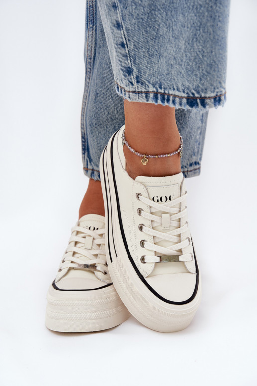 Piel Zapatos de ocio con una plataforma GOE RR2N4106 el color blanco