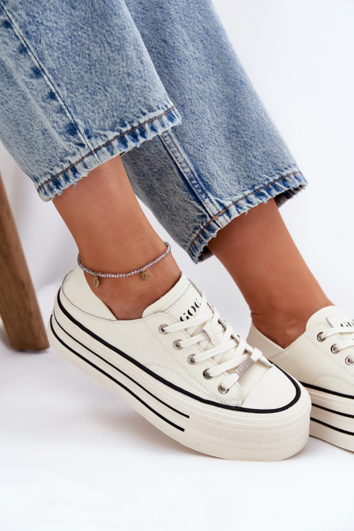 Piel Zapatos de ocio con una plataforma GOE RR2N4106 el color blanco